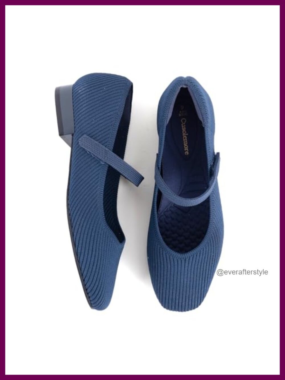 Women's Mary Jane Flats Square Toe Knit Arch Support Comfort Dress Shoe